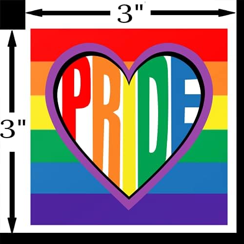 LGBTQIA קשת גאווה אהבה מדבקת פגוש לב - LGBTQ אהבה לשוויון שוויון פרמיום ויניל מדבקות 3 x 3 | עבור מכוניות